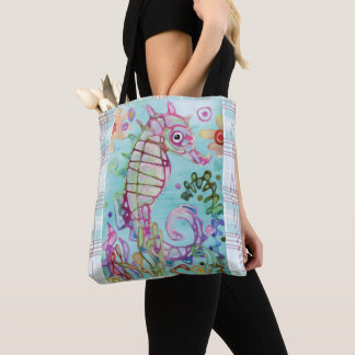 Bolsa Tote Cavalo marinho & xadrez
