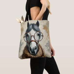 Bolsa Tote Cavalo na moda com Óculos - Arte Venenosa Engraçad