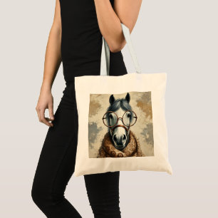 Bolsa Tote Cavalo na moda com Óculos - Arte Venenosa Engraçad