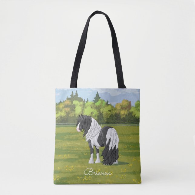Bolsa Tote Cavalo Preto Pinto Piebald Vanner (Frente)