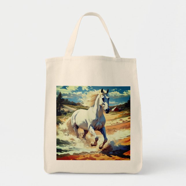 Bolsa Tote Cavalo Retroativo Ocidental executando Tote Bag (Frente)