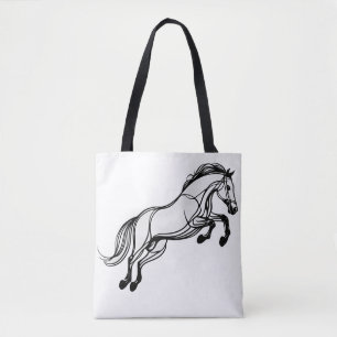 Bolsa Tote Cavalo Salto Negro E Branco