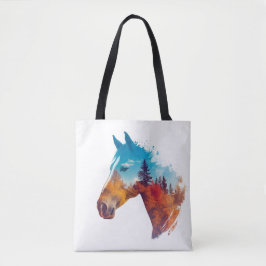 Bolsa Tote Cavalo Surreal na Floresta do outono