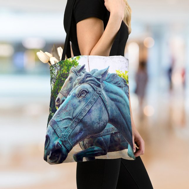 Bolsa Tote Cavalo Turquesa Estátua Antiga Asiática Fotografia (Criador carregado)