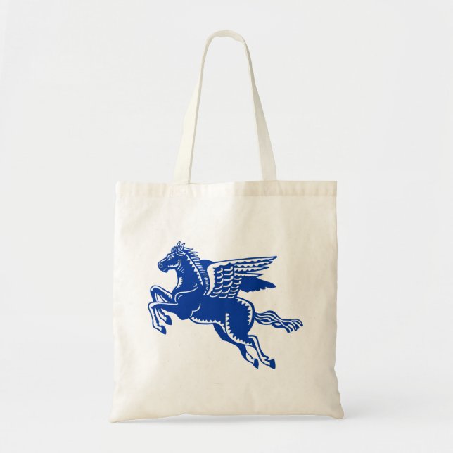 Bolsa Tote Cavalo Voador - Azul Marinho e Branco (Frente)