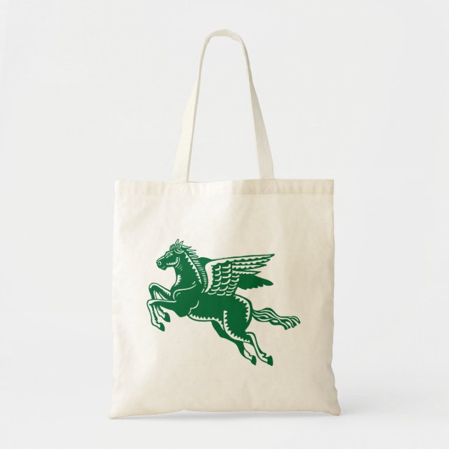Bolsa Tote Cavalo Voador - Floresta Verde e Branco (Frente)
