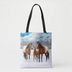 Bolsa Tote Cavalos Appaloosa Da Baía De Brown Em Neve