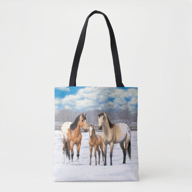 Bolsa Tote Cavalos Appaloosa De Pele Escareca (Frente)