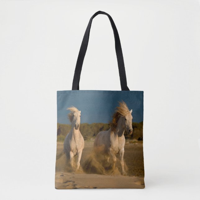 Bolsa Tote Cavalos brancos que funcionam na praia | Camargue, (Frente)