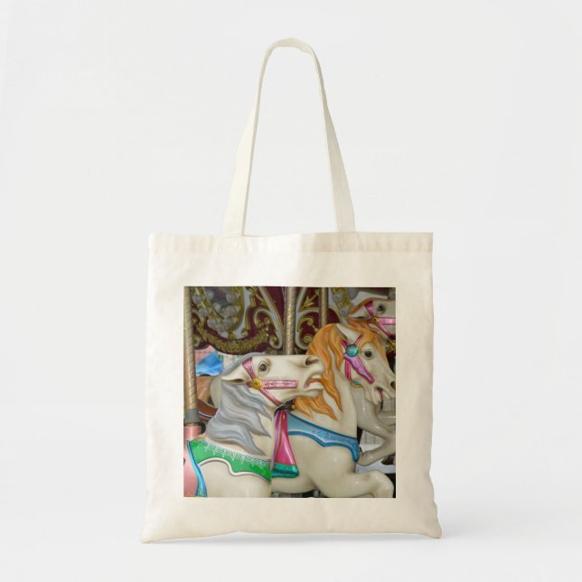 Bolsa Tote Cavalos carrossel coloridos (Frente)