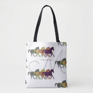Bolsa Tote cavalos com nome e inicial em branco