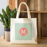 Bolsa Tote Cavalos da Casa da Moeda e do Coral com Monograma<br><div class="desc">Um design gráfico geométrico em cores frescas e alegres. Se precisar ajustar os monogramas,  clique no botão personalizar e faça alterações.</div>