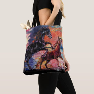 Bolsa Tote Cavalos de Aquarelas do Céu Sem Fim