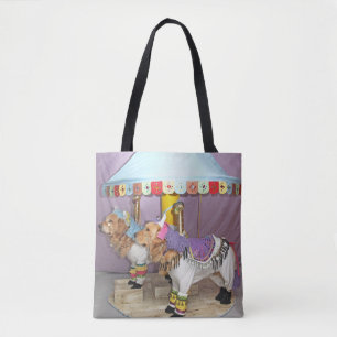 Bolsa Tote Cavalos do carrossel do golden retriever