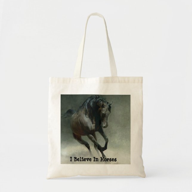 Bolsa Tote Cavalos eu acredito a sacola (Frente)