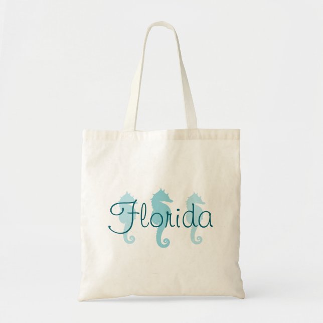 Bolsa Tote Cavalos-Marinhos Azul Ovo de Robin da Flórida (Frente)