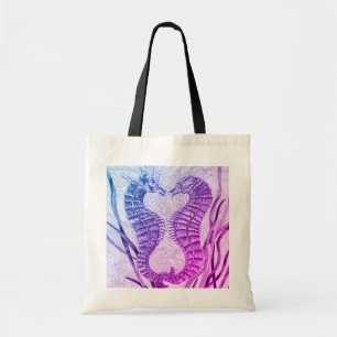 Bolsa Tote Cavalos marinhos ligados no roxo