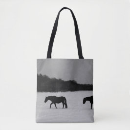 Bolsa Tote Cavalos na neve