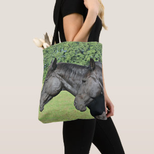 Bolsa Tote Cavalos Pretos em Prado Ensolarado