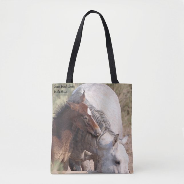 Bolsa Tote Cavalos Selvagens da Bacia de Lavagem de Areia (Frente)