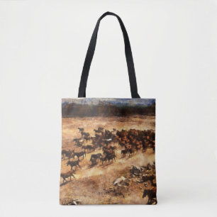 Bolsa Tote Cavalos Selvagens: Majestade Animal Artística.