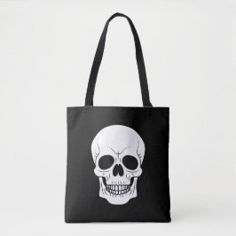 Bolsa Tote Caveira Assustadora de Halloween Preto e Branco