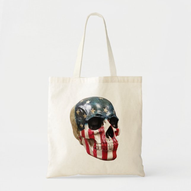 Bolsa Tote Caveira azul e branca vermelha (Frente)