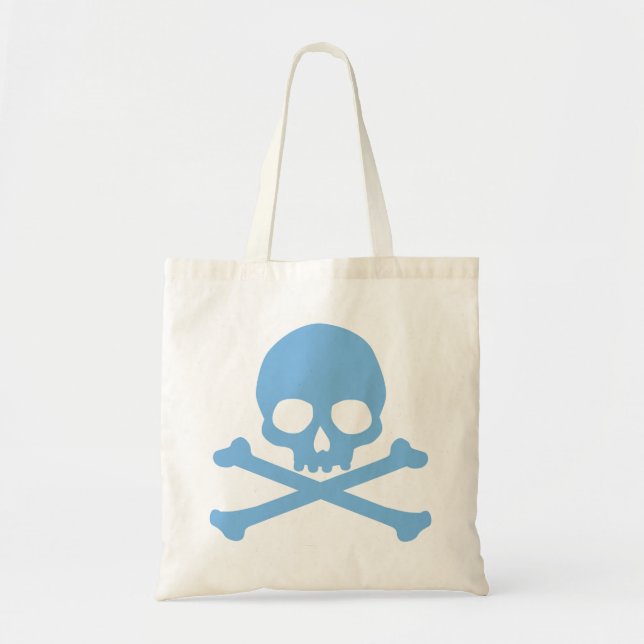 Bolsa Tote Caveira Azul Simples e Crossbones (Frente)