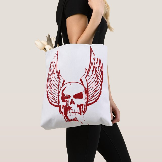 Bolsa Tote Caveira com Asas Etéreas (Close Up)
