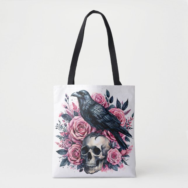 Bolsa Tote Caveira Com Rosas Rosa (Frente)