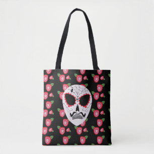 Bolsa Tote Caveira de Açúcar Dia Dos Mortos Rosas