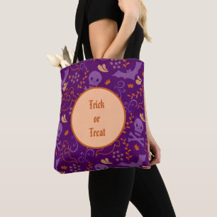 Bolsa Tote Caveira de Halloween, Ossos Cruzados, Morcegos, Fa