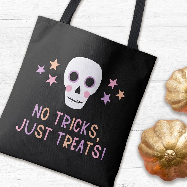 Bolsa Tote Caveira De Pastel Halloween Sem Truques Apenas Tra (Criador carregado)