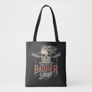 Bolsa Tote Caveira e Navalhas do Hipster de Barber Personaliz
