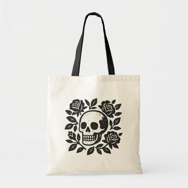 Bolsa Tote Caveira E Rosas (Frente)