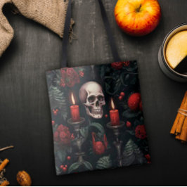 Bolsa Tote Caveira e Rosas