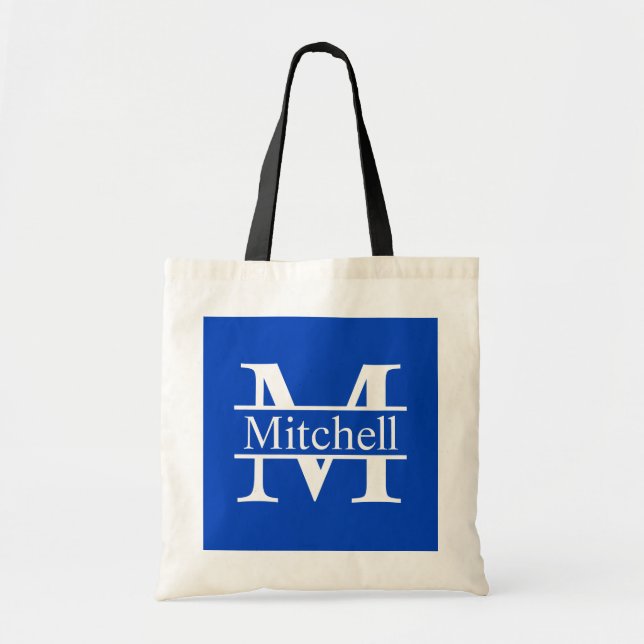 Bolsa Tote CB LF Quadrado Azul Monograma (Frente)
