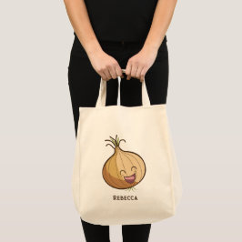 Bolsa Tote Cebolha Risonha, Cenoura Sorridente Monogramada