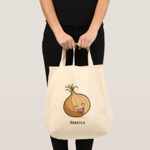 Bolsa Tote Cebolha Risonha, Cenoura Sorridente Monogramada