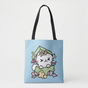 Bolsa Tote Celebração de Natal com Gato de Tempo Puro