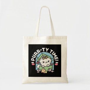 Bolsa Tote Celebração de Natal com Gato de Tempo Puro