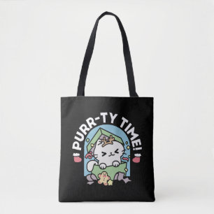 Bolsa Tote Celebração de Natal com Gato de Tempo Puro