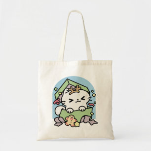 Bolsa Tote Celebração de Natal com Gato de Tempo Puro