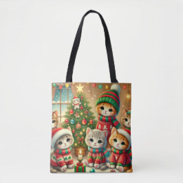 Bolsa Tote Celebração do Gatinho de Natal