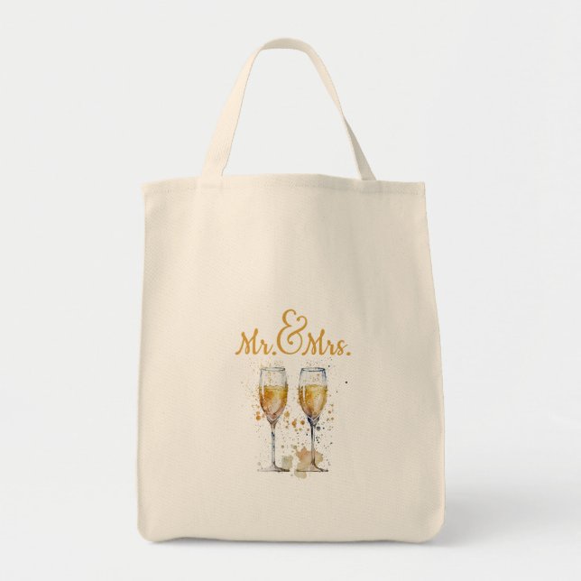 Bolsa Tote Celebração do Sr. e da Sra. Champagne (Frente)