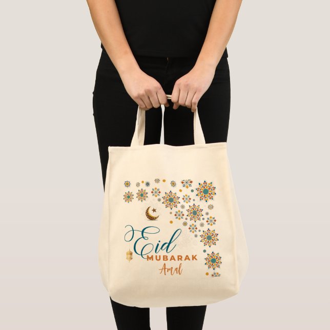 Bolsa Tote Celebração Muçulmana Eid Mubarak Calliografia (Frente (produto))