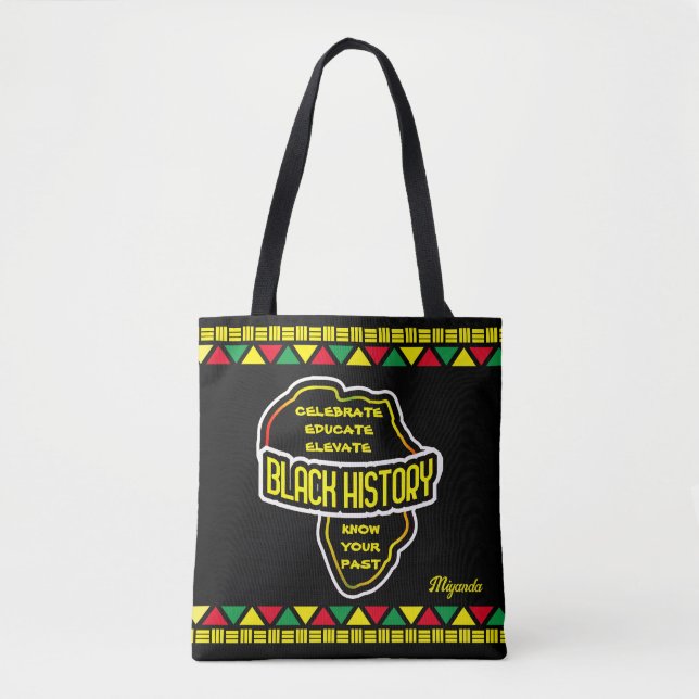 Bolsa Tote Celebrar a História Negra com o Mapa Africano a NE (Frente)
