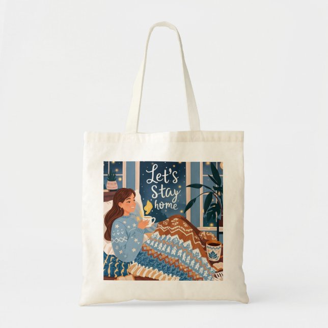 Bolsa Tote Celebrar noites confortáveis cobertor de malha (Frente)