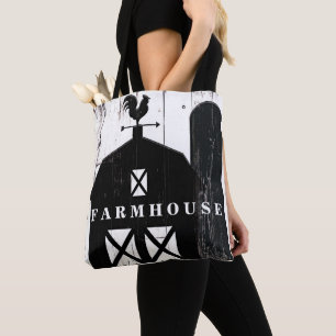 Bolsa Tote Celeiro Preto Madeira Branca Rústico Fazenda