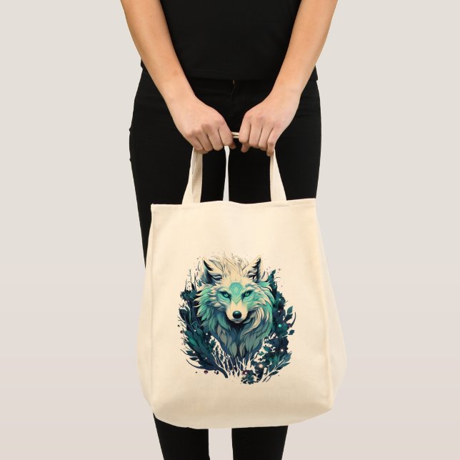 Bolsa Tote Celestial Lunar Wild Wolf (Frente (produto))